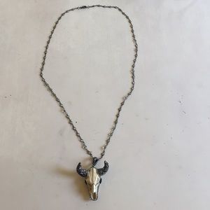 Clear beaded chain with bull pendant