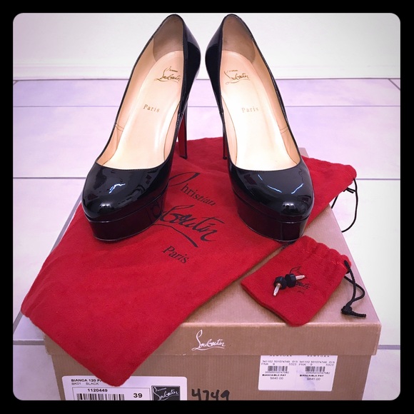 Black Christian Louboutin Bianca Heels Size 9/UK39 - Picture 1 of 7