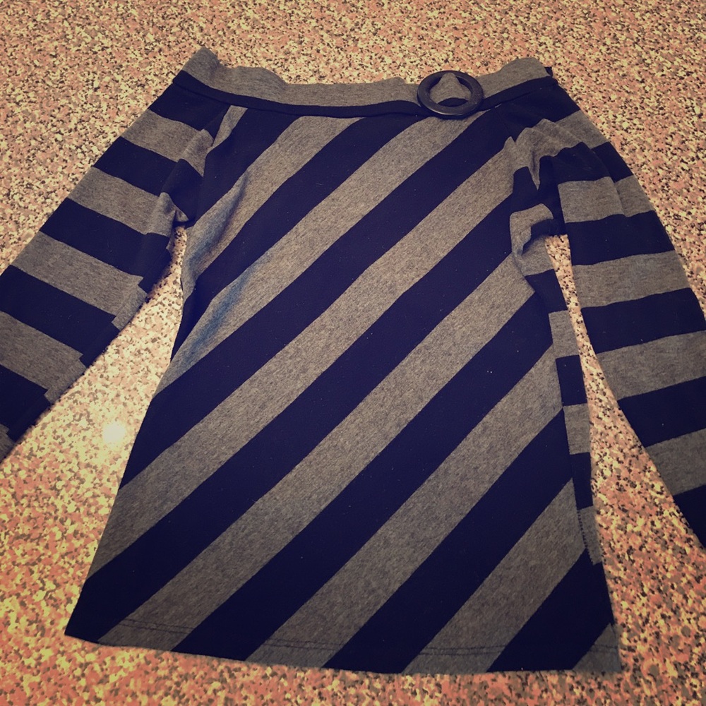 Off the shoulder Black and Grey striped top