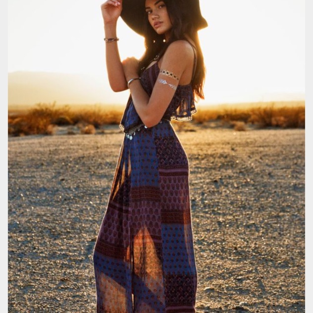 American Eagle Boho Ruffled Maxi Dress