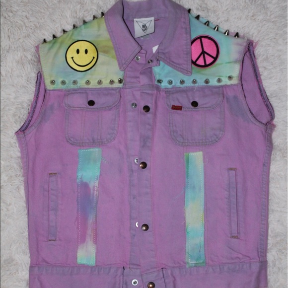 purple denim vest