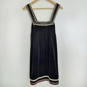 Free People Embroidered Velvet Pinafore Dress