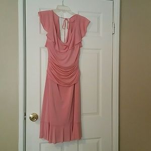 NWT BCBGMAXAZRIA Tearose Ruffle Drape Dress Large
