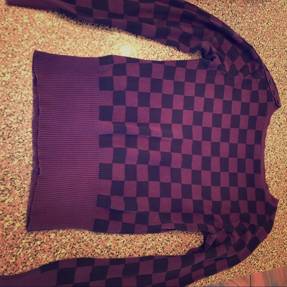 Purple and Black checkered sweater