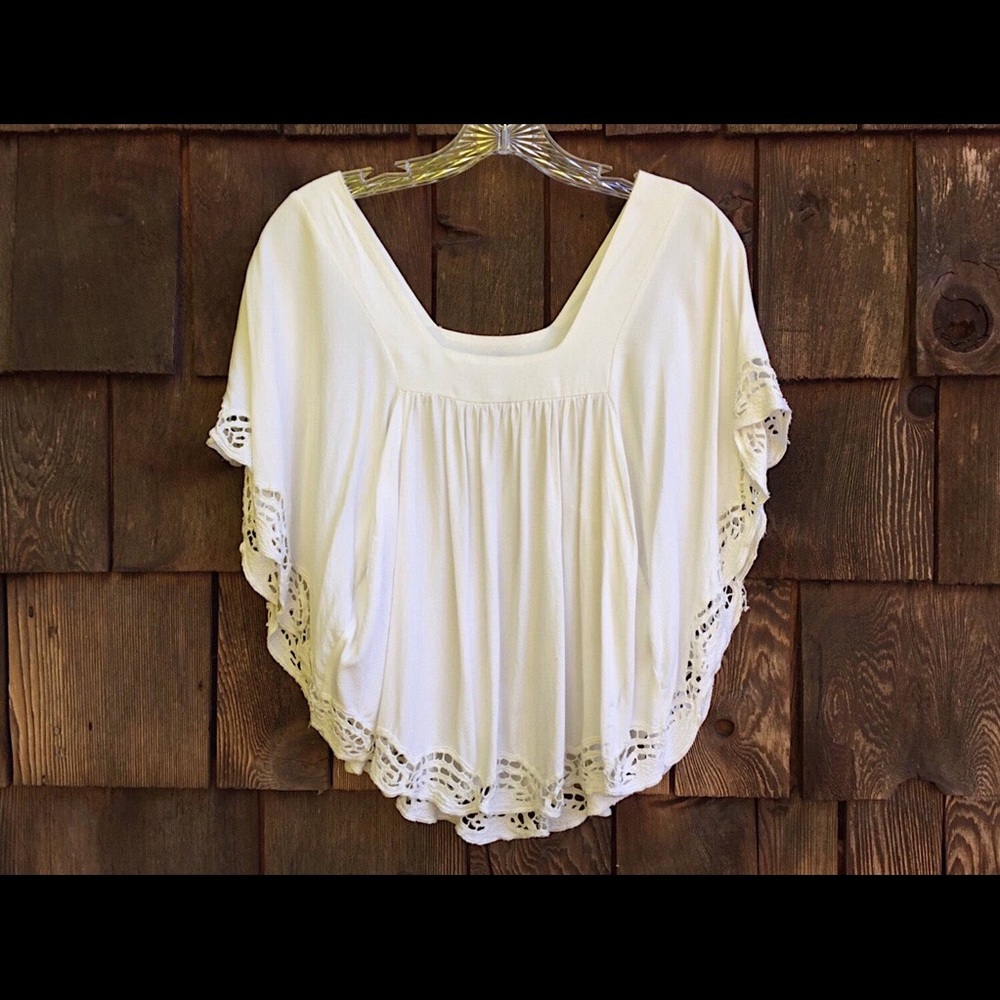 VINTAGE 70s Bohemian HIPPIE Cotton Lace Poncho