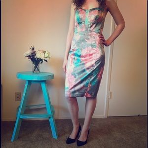 Jessica Simpson Halter Rose Print Cocktail Dress