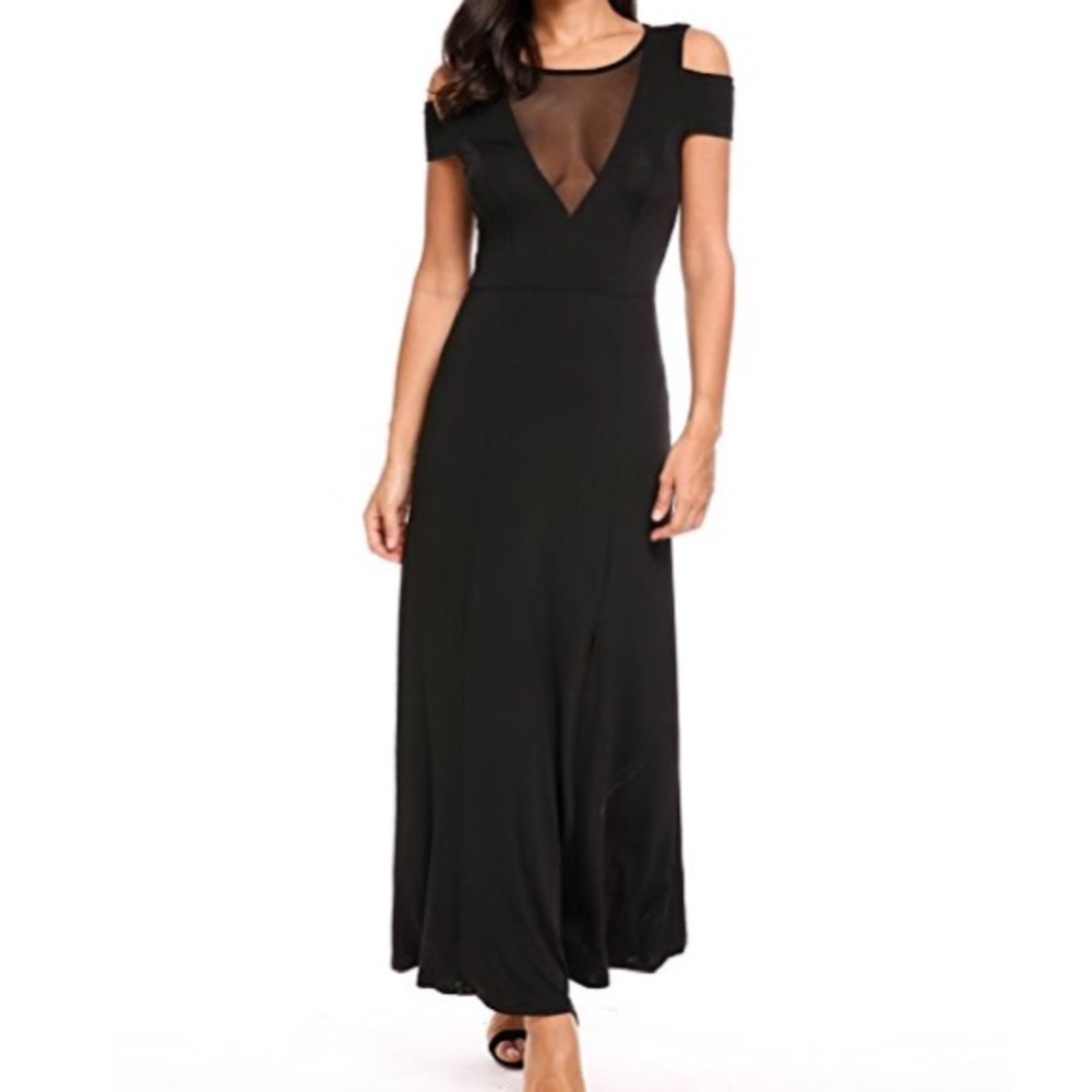 🆕 Sexy Black Cold Shoulder Maxi Dress - Picture 3 of 6