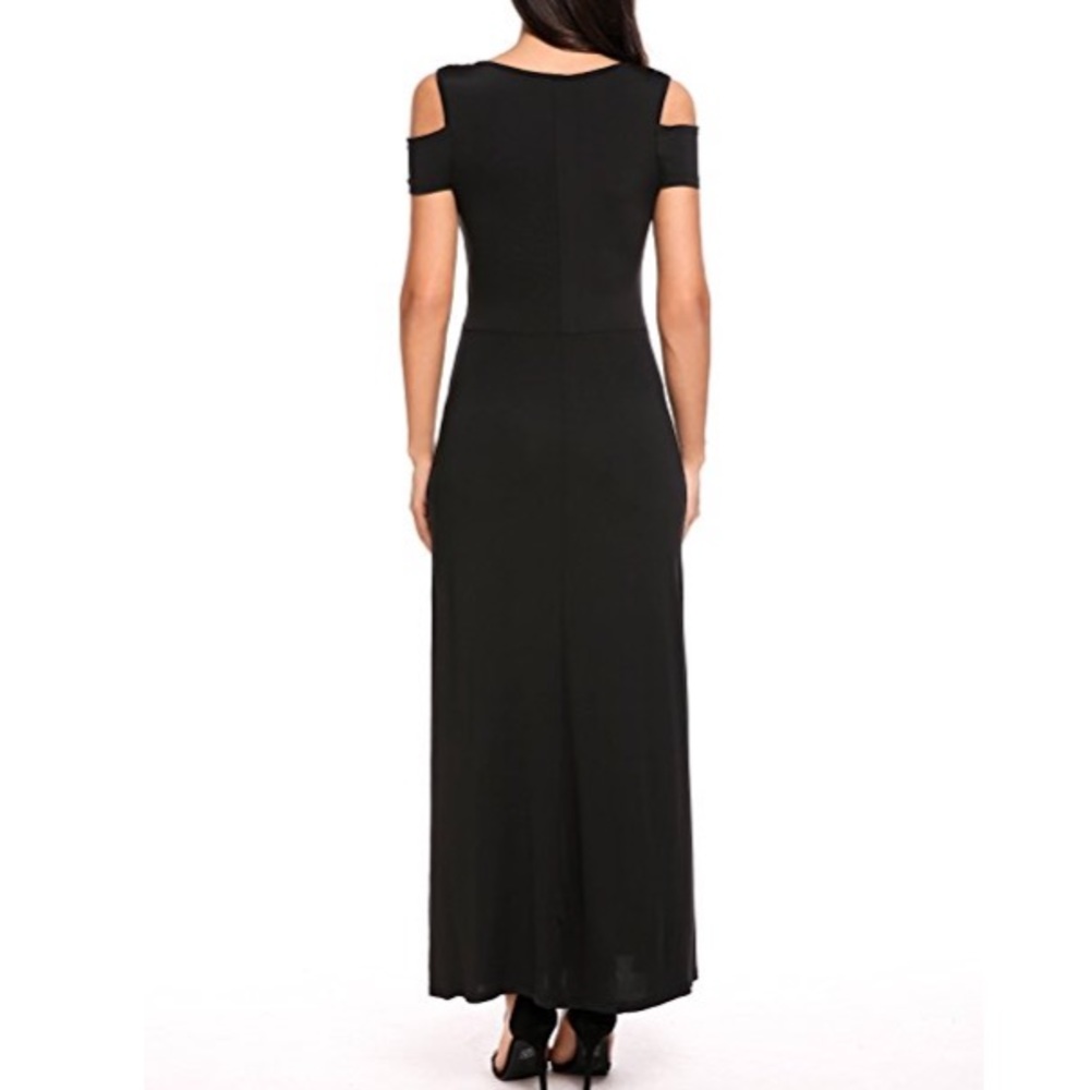 🆕 Sexy Black Cold Shoulder Maxi Dress - Picture 4 of 6