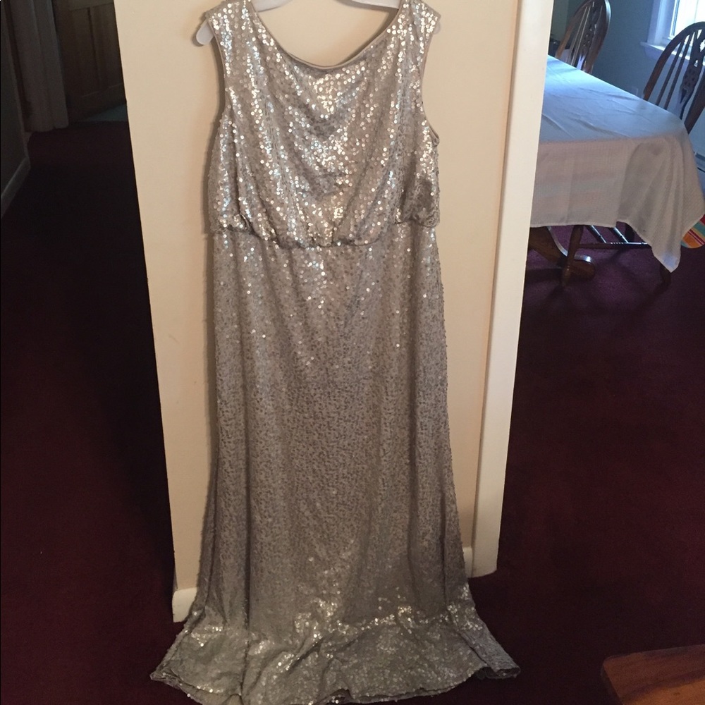 Silver sequined women's 1X dress