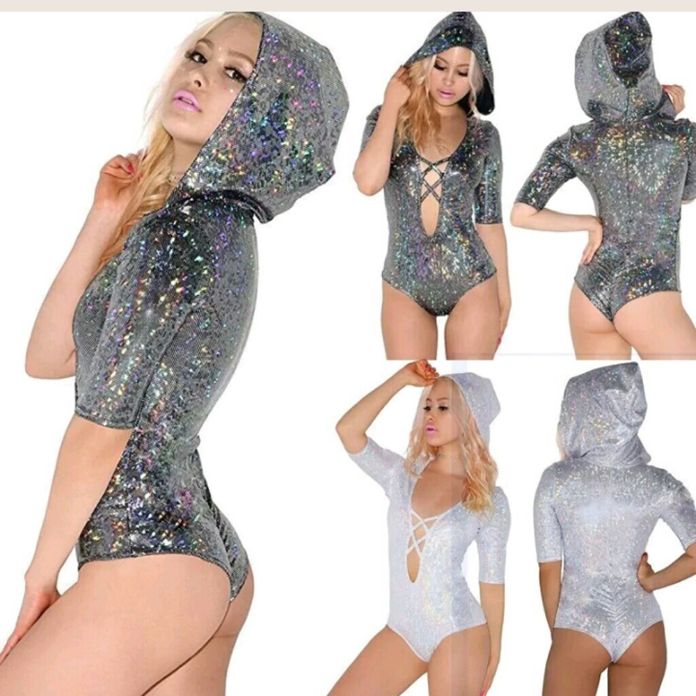 Final price grey New rave holographic bodysuit
