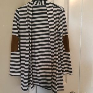 Blue & white striped cardigan