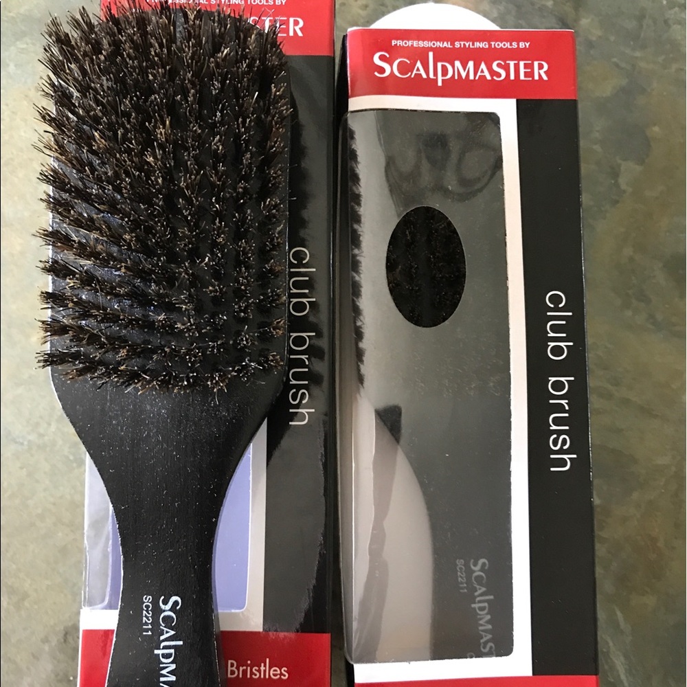 2 Scalpmaster 💯 % Boar Club Hair Brushes NIB