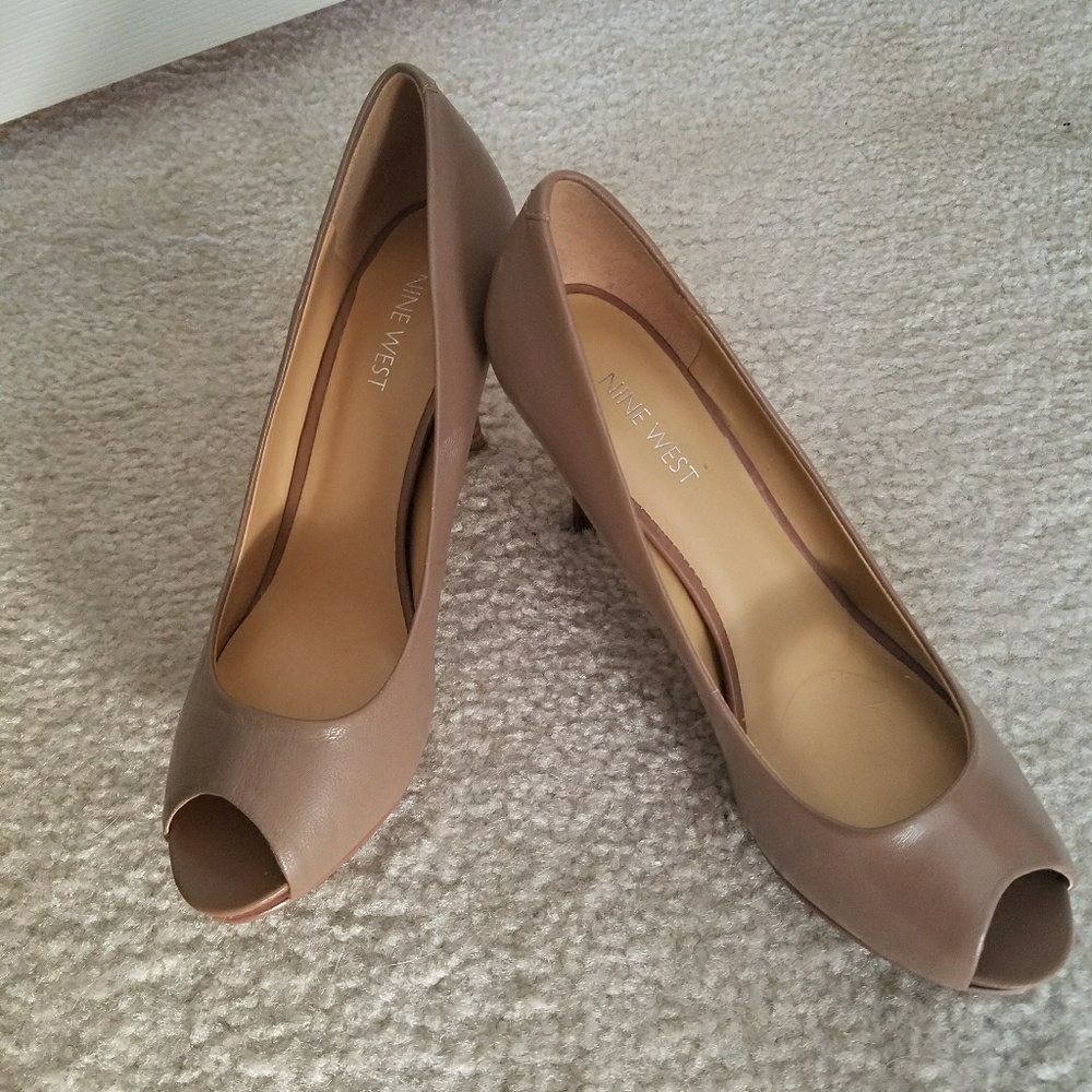Beige Peep Toe Heel