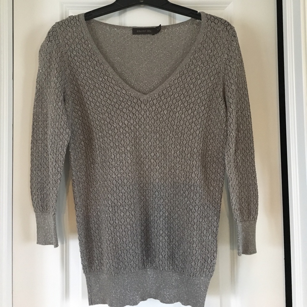 Sheer gray and silver top