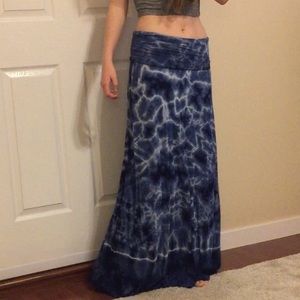 Lucky Brand Blue Tie-Dye Maxi Skirt
