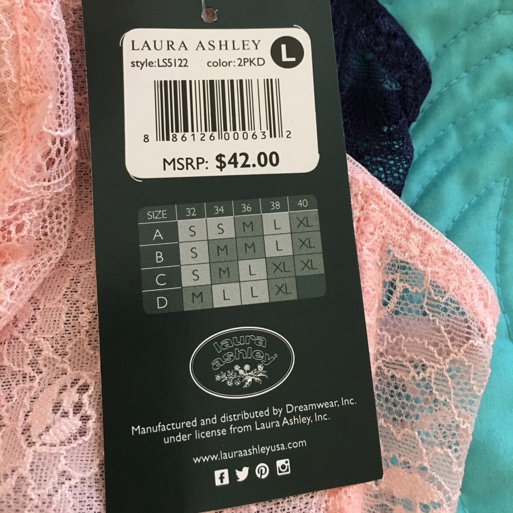 NWT Laura Ashley TWO PACK Lace Bralette - Picture 2 of 5