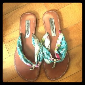 Steve Madden silk scarf flip flops