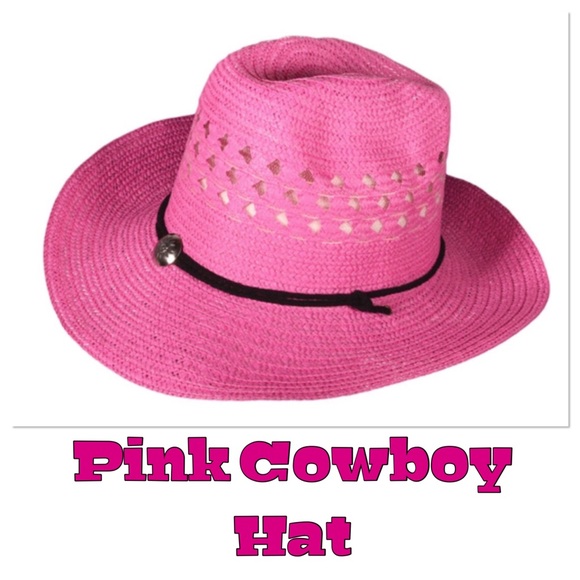 Boutique Accessories - Pink Straw Cwoboy Hat, NWOT Boutique Accessories - Pink Straw Cwoboy Hat, NWOT