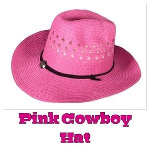 Boutique Accessories - Pink Straw Cwoboy Hat, NWOT Boutique Accessories - Pink Straw Cwoboy Hat, NWOT