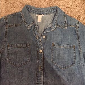 Jean material, button down long sleeve