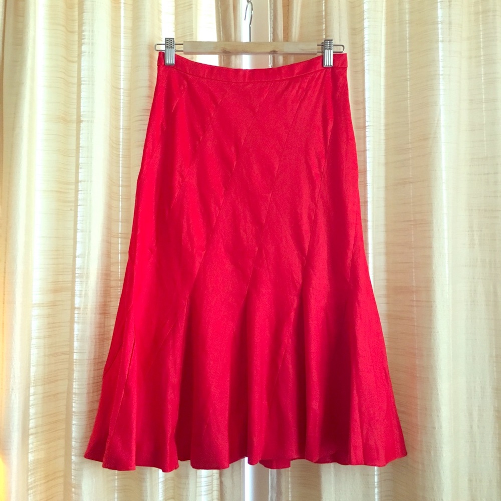 JCrew Vibrant Red Fluted Skirt Sz 4