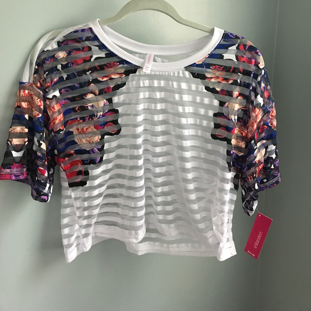 Colorful floral sheer tee