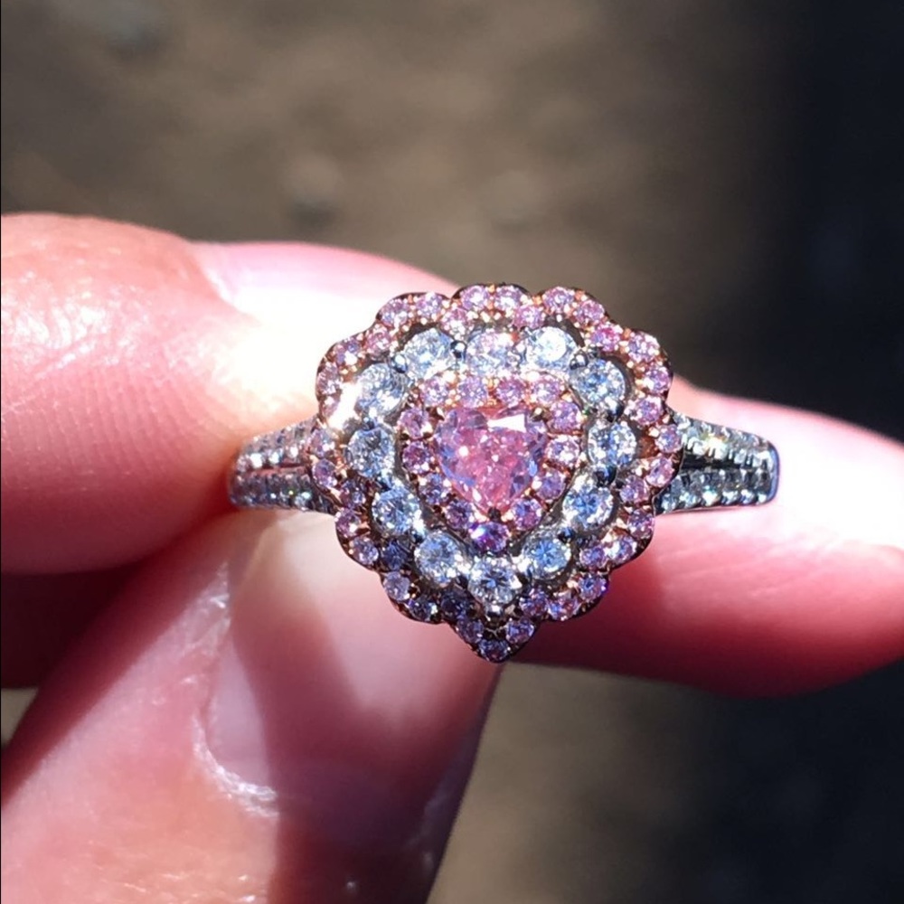 18K pink diamond ring or necklace
