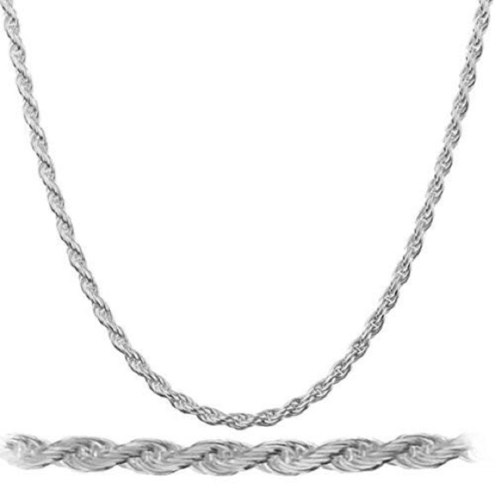 White Gold 316 Stainless Steel Rope Chain 20"- 30"