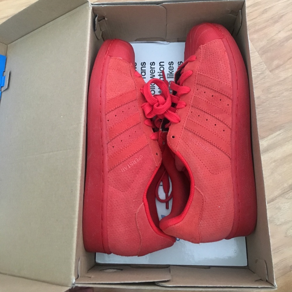 Adidas Superstar Suede Red Sz 7 men's/8.5 women