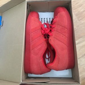 Adidas Superstar Suede Red Sz 7 men's/8.5 women