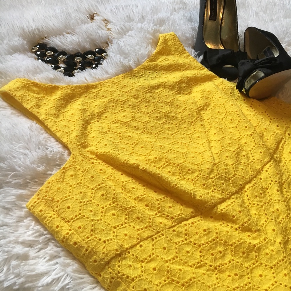 Ralph Lauren yellow lace eyelet sheath dress