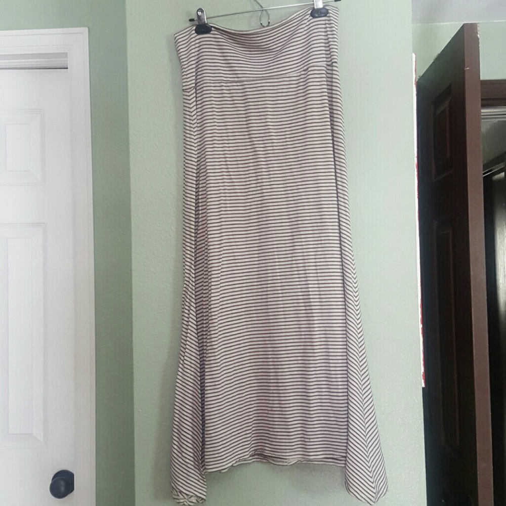 Long fold over striped skirt
