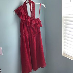 Lovely one-shoulder frilly red dress