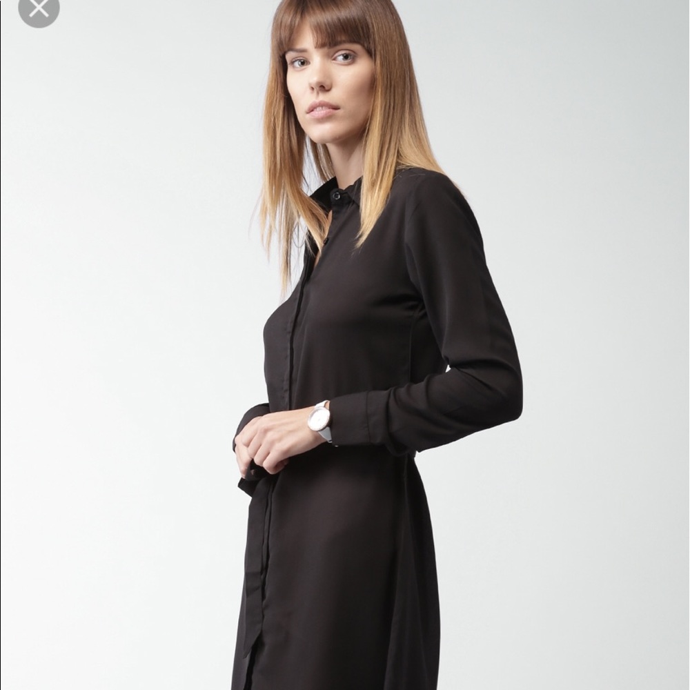 Black sheer shirt dress