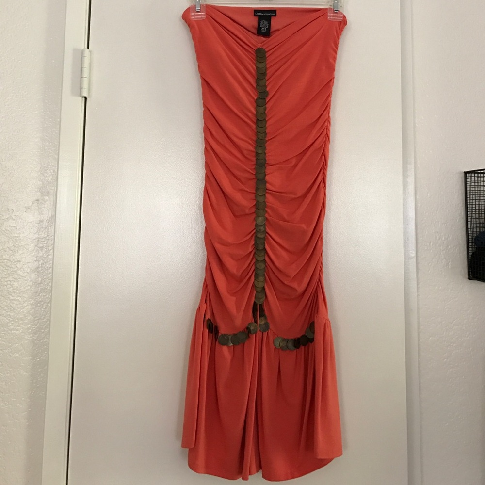 Moda International Coral Strapless Dress
