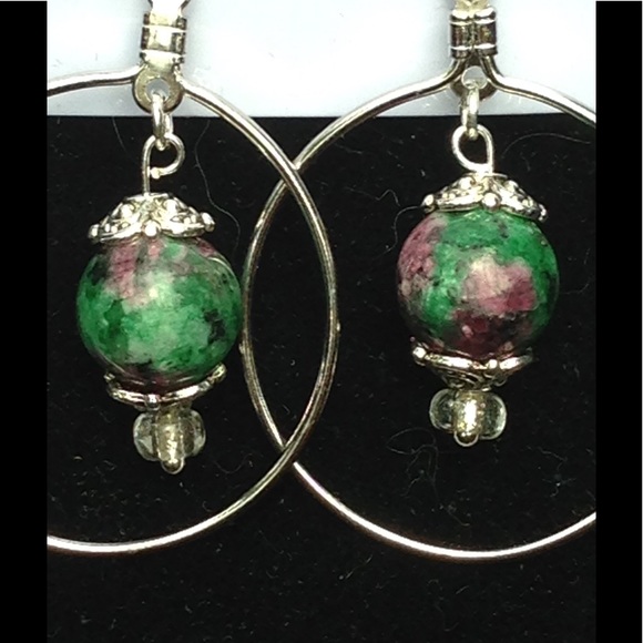 Ruby Zoisite Hoop Earrings - Picture 3 of 5