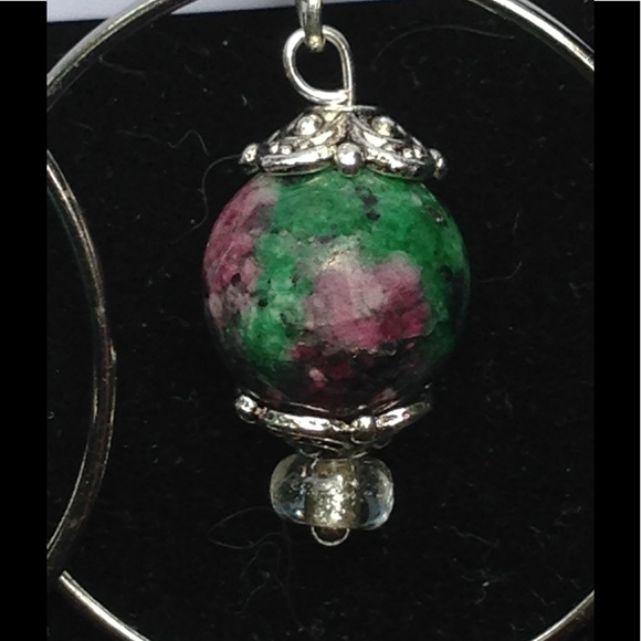 Ruby Zoisite Hoop Earrings - Picture 4 of 5