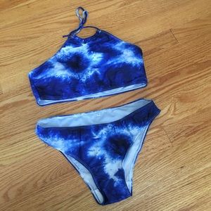 Tie dye blue and white bikini