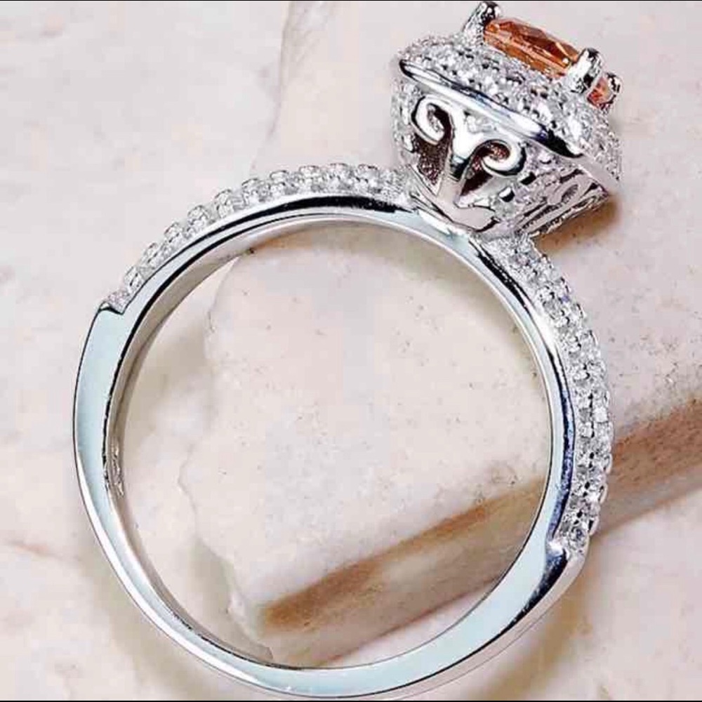 🎉HP🎉 SS 3CT Padparadscha & Topaz ring - Picture 2 of 4