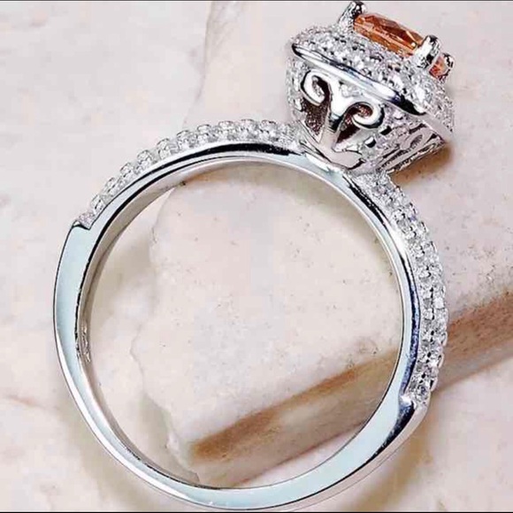 🎉HP🎉 SS 3CT Padparadscha & Topaz ring - Picture 2 of 4