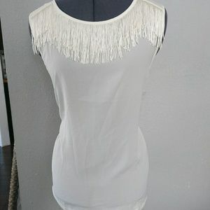 Fringe detail white Banana Republic tank size L