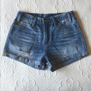 Levi's - High Waisted Distressed Jean Shorts