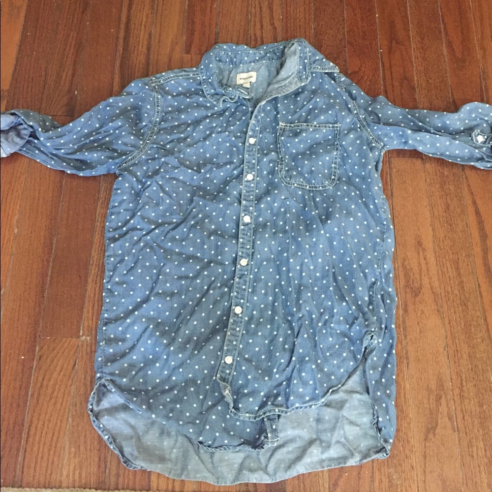 Chambray polka dot button down