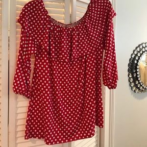 Moa ladies red and white polka dot top