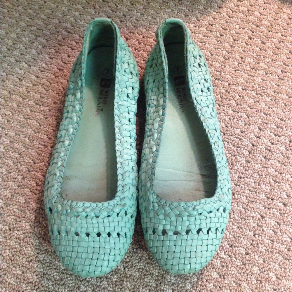 Mint Green Leather White Mountain Ballet Flats
