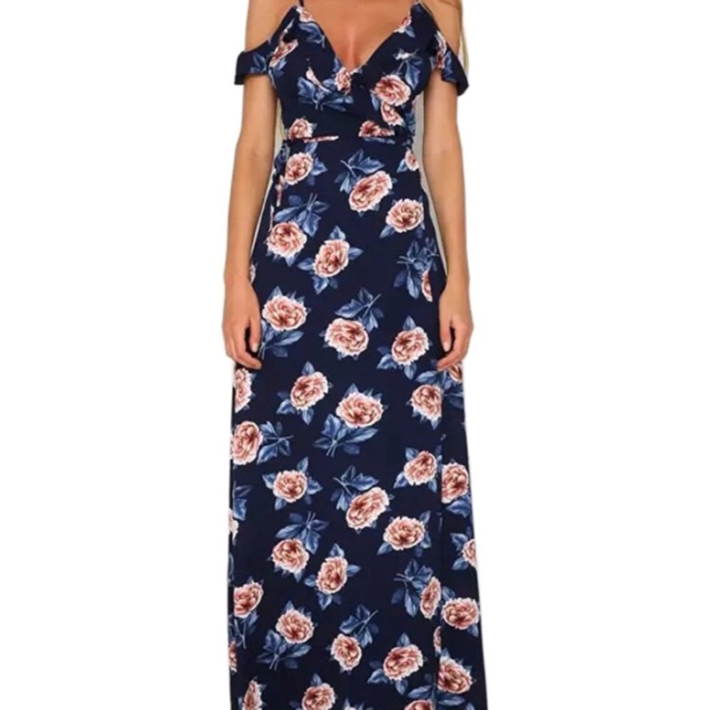 Blue flower Wrap Dress
