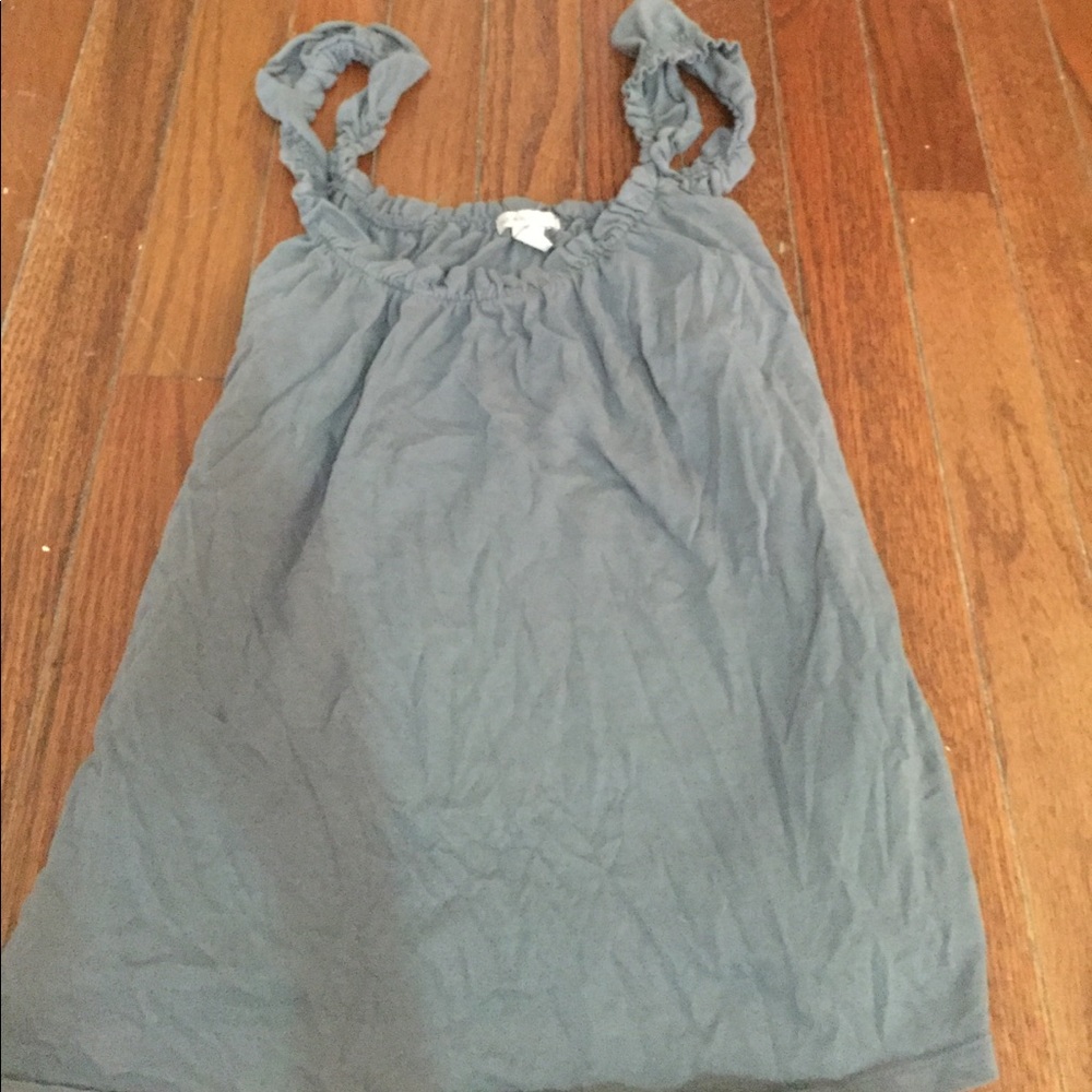 Gray blouse with ruffled straps