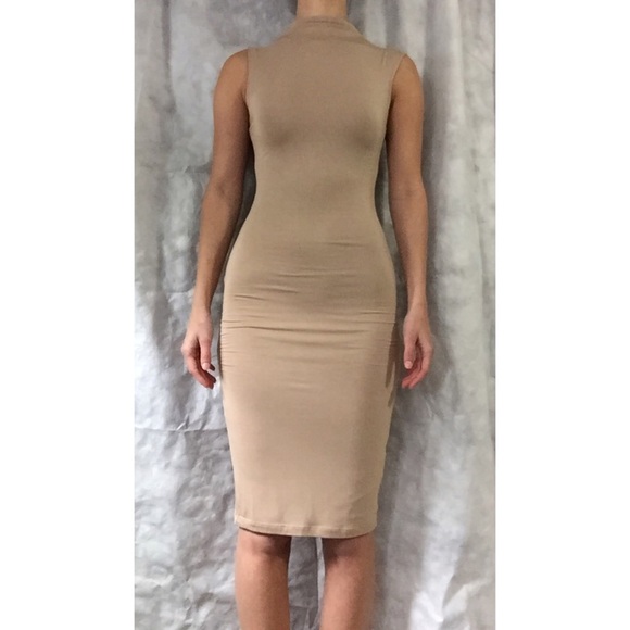 NWOT Beige Form Fitting Dress - Picture 1 of 5