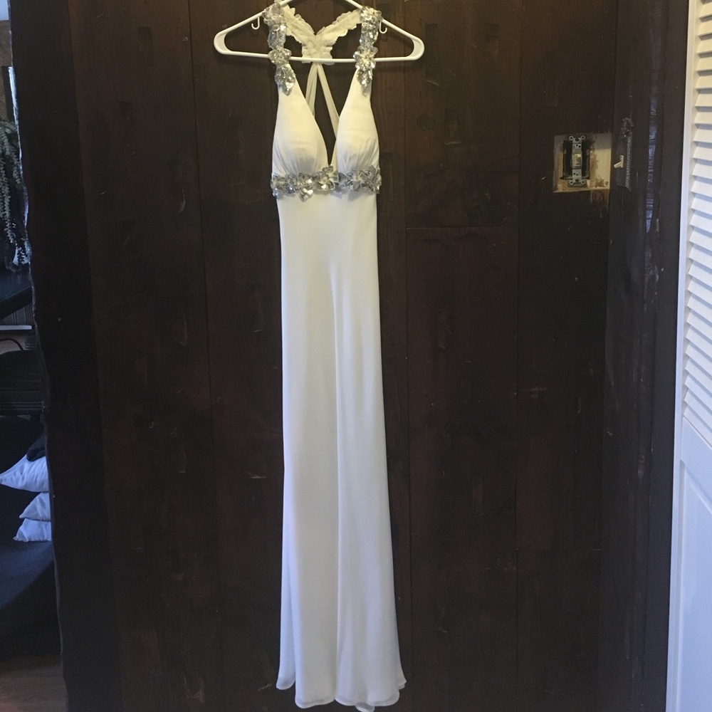 Faviana white prom dress
