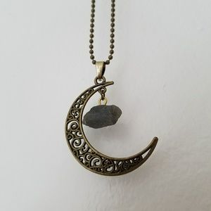 NOT AVAILABLE!! Crescent Moon with Stone Necklace